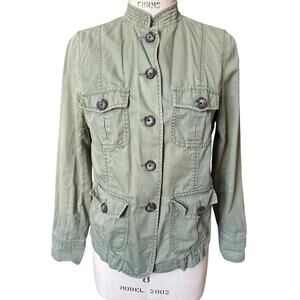 Banana Republic Utility Olive Green Military Style Jacket Cotton Size Medium